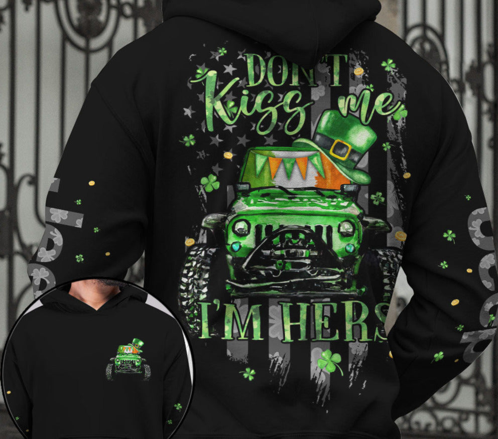 Don't Kiss Me Couple Jeep Hoodie St Patrick Day - image 2