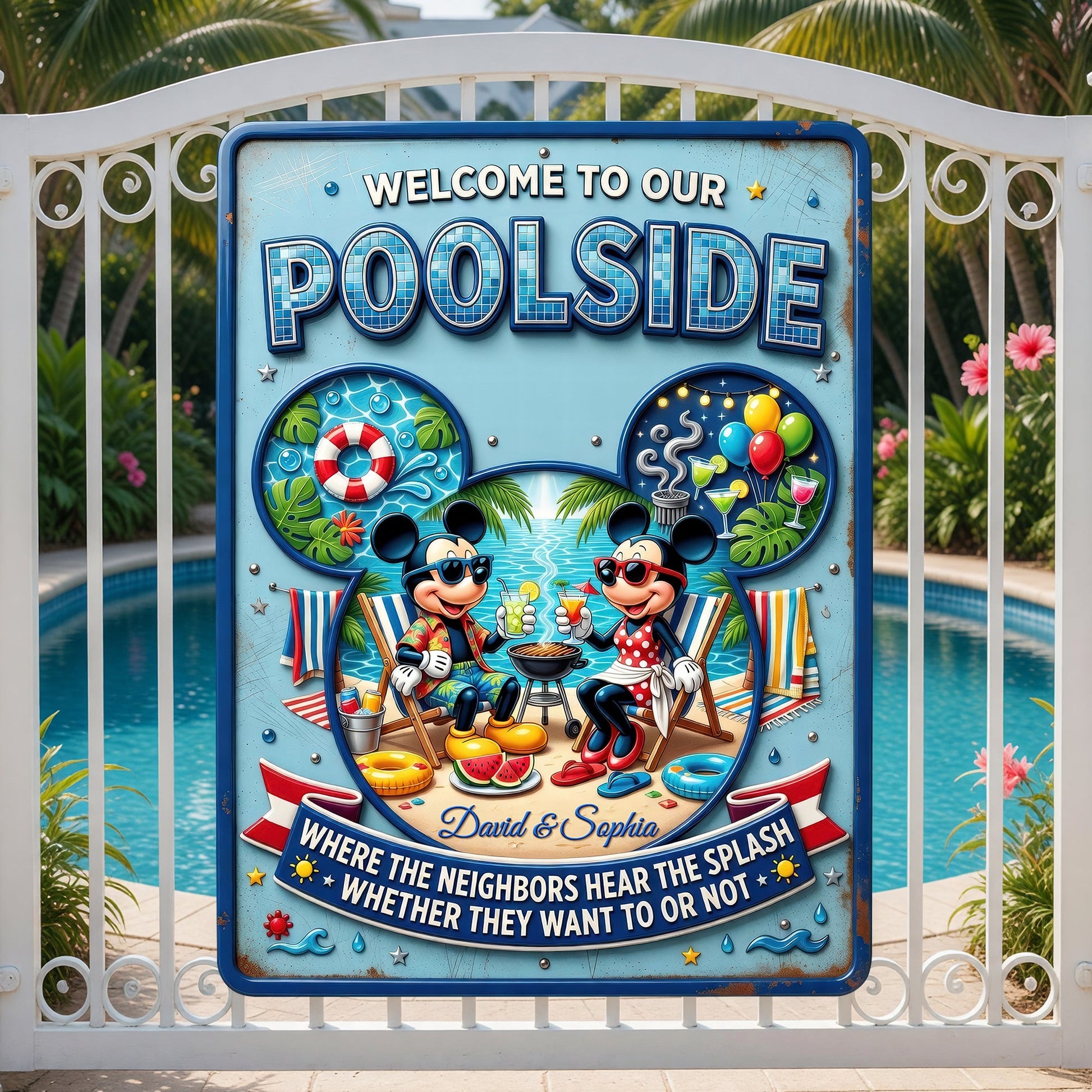 Welcome To Our Poolside Metal Sign - Personalized Gifts For Couples 05toqn180626-Homacus