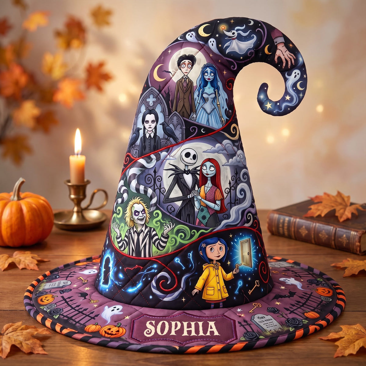 Spooky Haunted Village - Personalized Quilted Witch Hat - Halloween Gifts