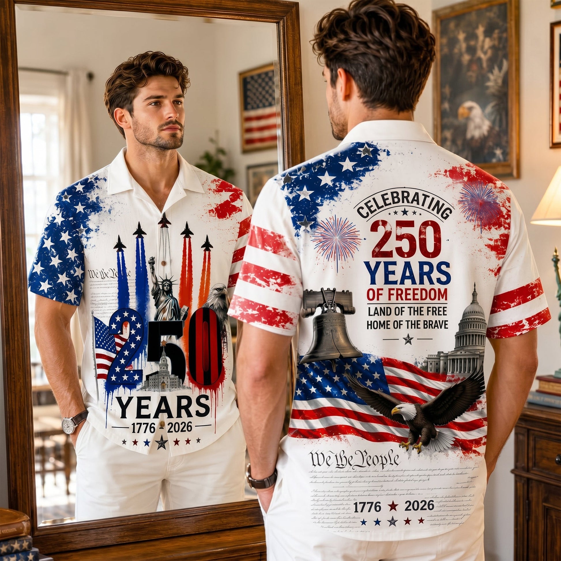 Proud American - Celebrated America 250th Anniversary Hawaiian Shirt - Gifts For Patriots 03nalu280526-Homacus