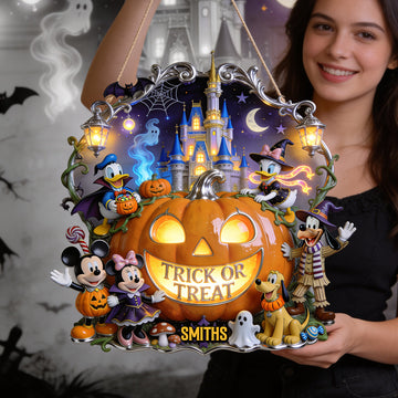Trick Or Treat Welcome Acrylic Sign - Personalized Halloween Decor-Mkko-DN2908260019