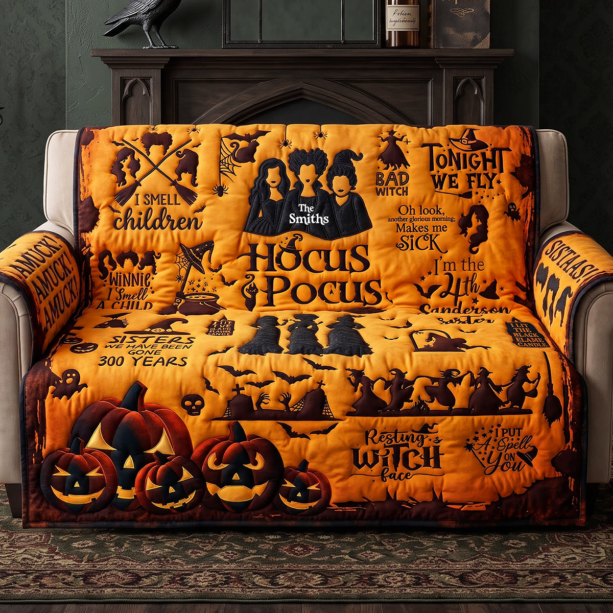 Fun Bad Witches Quilted Sofa Cover - Personalized Gifts 01qhta150826-Homacus