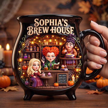 Macabre Spell Sisters Brew House Ceramic Cauldron Mug - Personalized Gifts 02pgdh250826-Homacus