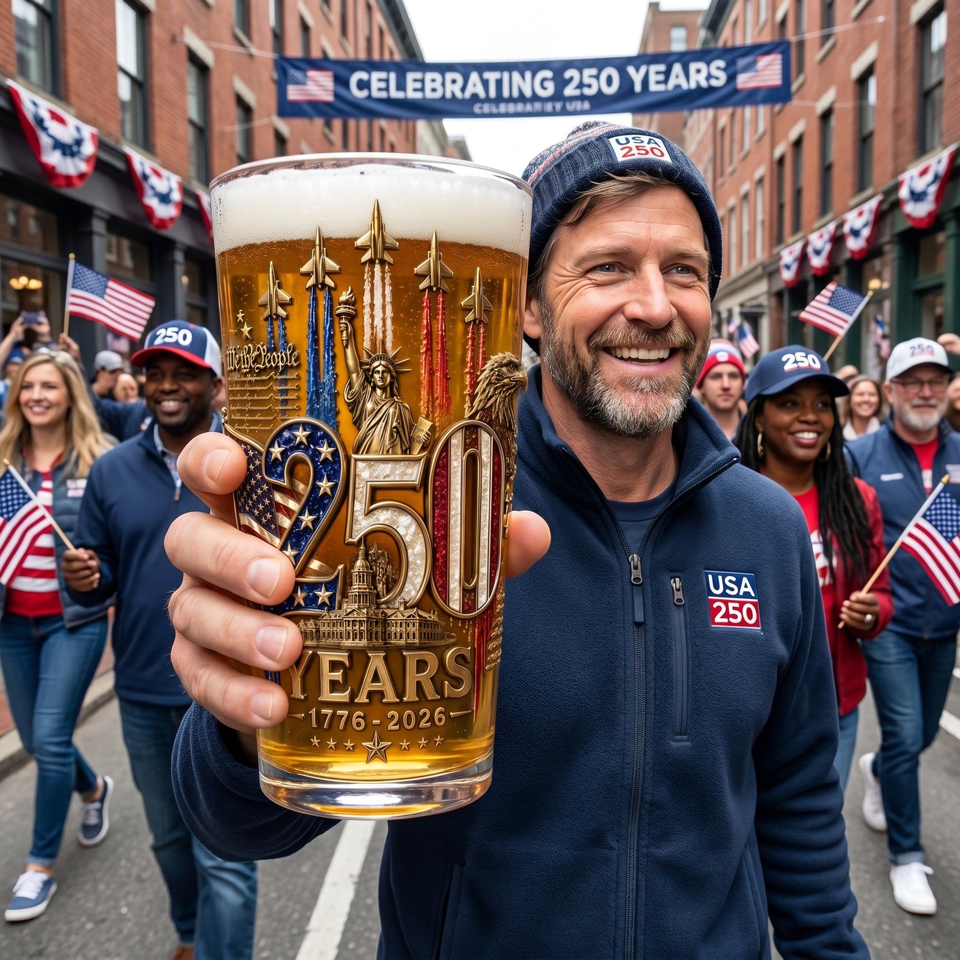 America 250th Anniversary Beer Glass - Personalized Gifts For Patriotic 05palu270526