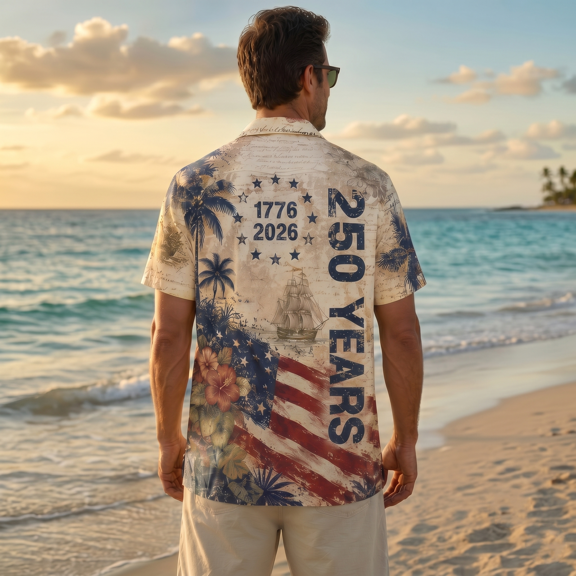 250 Years Vintage US Independence Day Hawaiian Shirt, USA 250th Anniversary AOP Hawaii Shirt 685245 - image 3