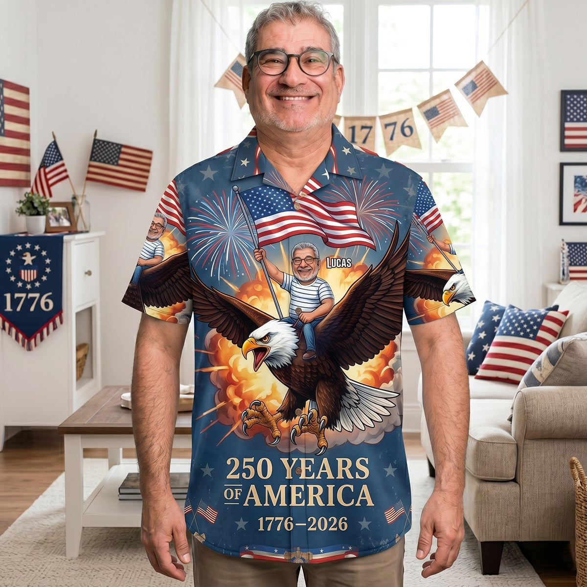 Custom Photo Free Ride With American Eagle Hawaiian Shirt, Personalized Gifts For Patriots 04qhtn300526 - image 3