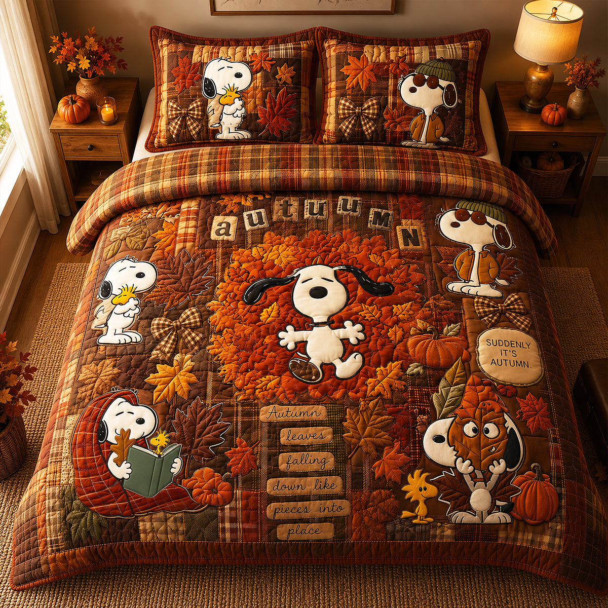PeNu Tis The Autumn Season Custom Name Gift For Family - Personalized Quilted Bedding Set NL122