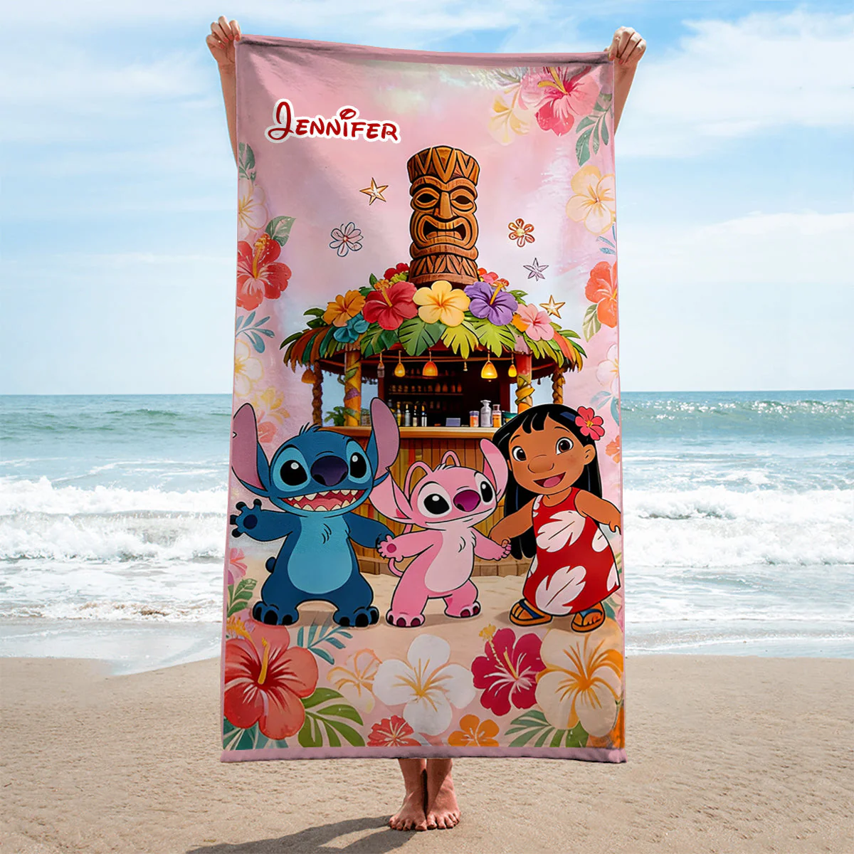 Summer Beach Vacation With Cute Aliens - Personalized Beach Towel - Vacation Gift For Movie Fans - Sti - image 2