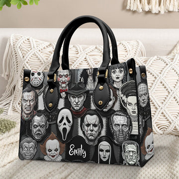 Horror Patches Leather Bag, Personalized Gifts For Horror Movie Fans TN0309261828