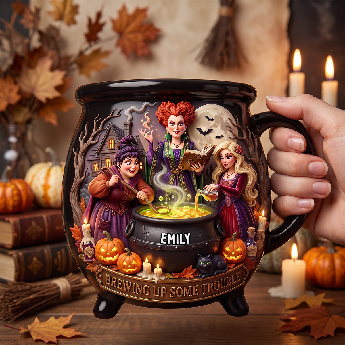 Witchy Sisters Cauldron Mug - Personalized Gifts For Halloween 05todh180826-Homacus