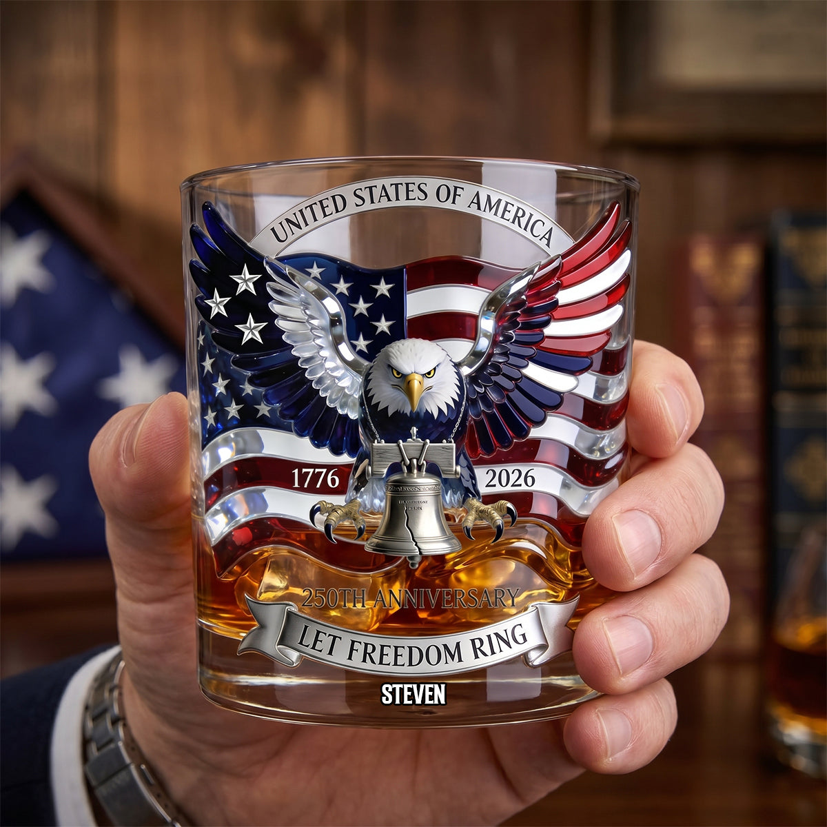 American Eagle Bring Liberty Bell Drinking Glass - Personalized Gifts For Patriots 04qhdh060626-Homacus