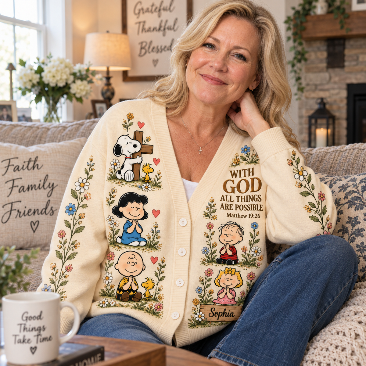 Let Me Tell You About My Jesus Christian Cardigan Gift For Her - Personalized Knitted Cardigan