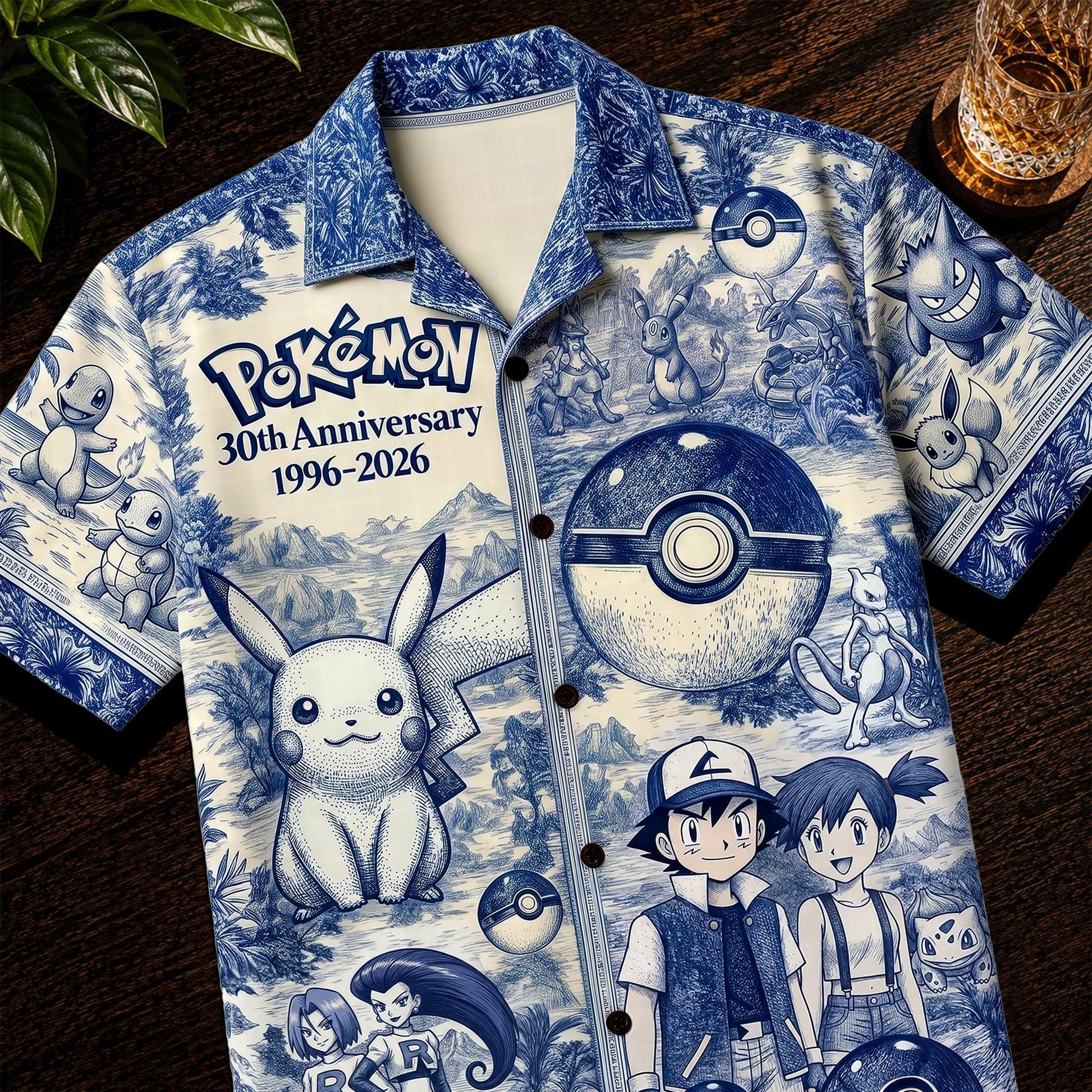 Lovely Characters Celebrate 30th Anniversary Toile De Jouy Hawaiian Shirt - Personalized Gifts 01huqn180626