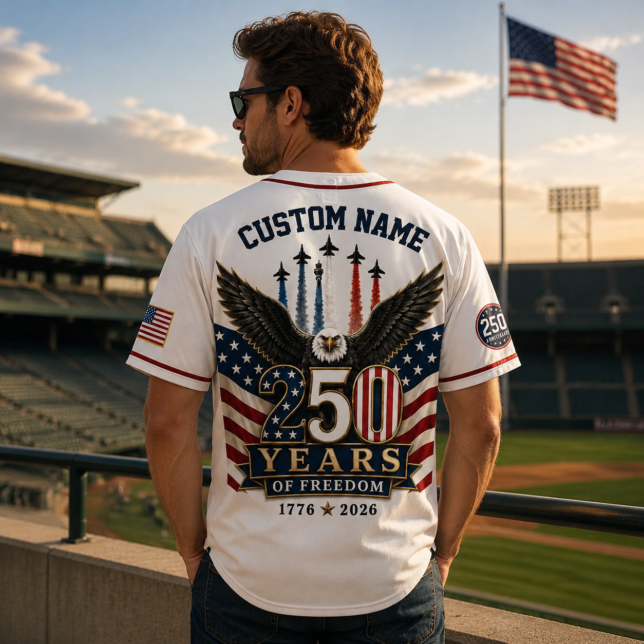 America 250 Years Of Freedom Patriotic Eagle Red White Blue - Personalized Baseball Jersey - Gift For Patriots - image 2
