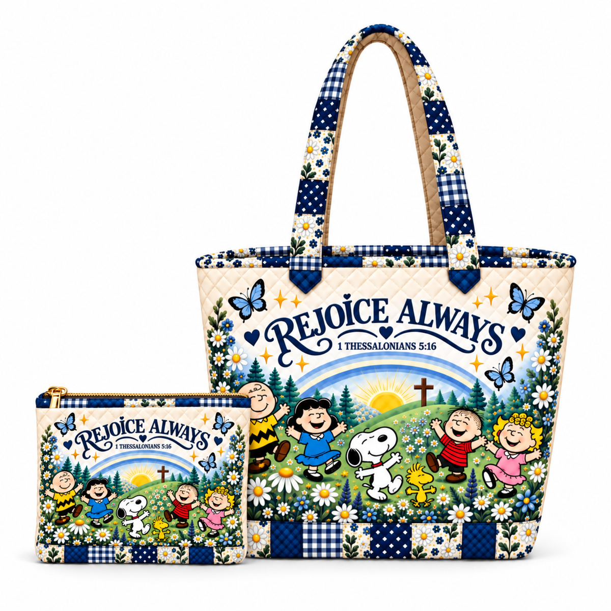 Rejoice Always Gift For Her - Peanuts Christian Quilted Tote Bag - P-Nust DN2410260050