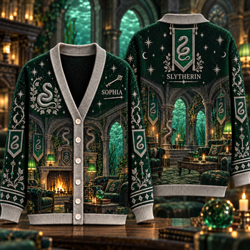 HaPo Enchanted Common Rooms & Candlelit Halls - Personalized Cardigan-DN1710260440