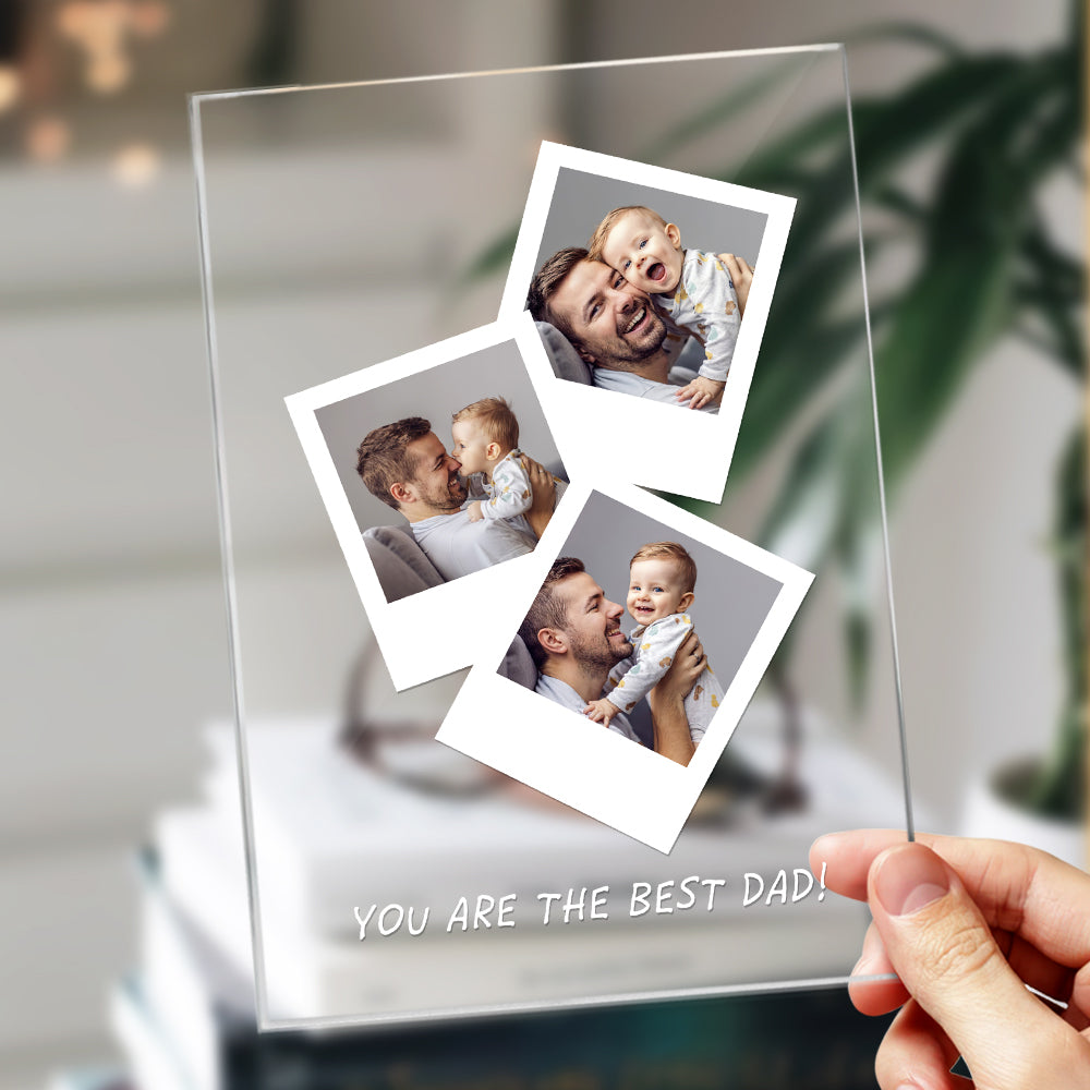 litzzy Customized Father's Day Gift, Personalized Photo Wooden Base Night Light for Dad, Gift For Father's Day Night Light   