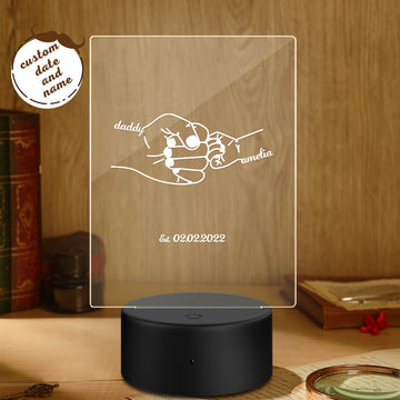 litzzy Personalised Night Light with Name and Date Father’s Day Gift for Dad, Gift For Father's Day Night Light Plastic Base Night Light  