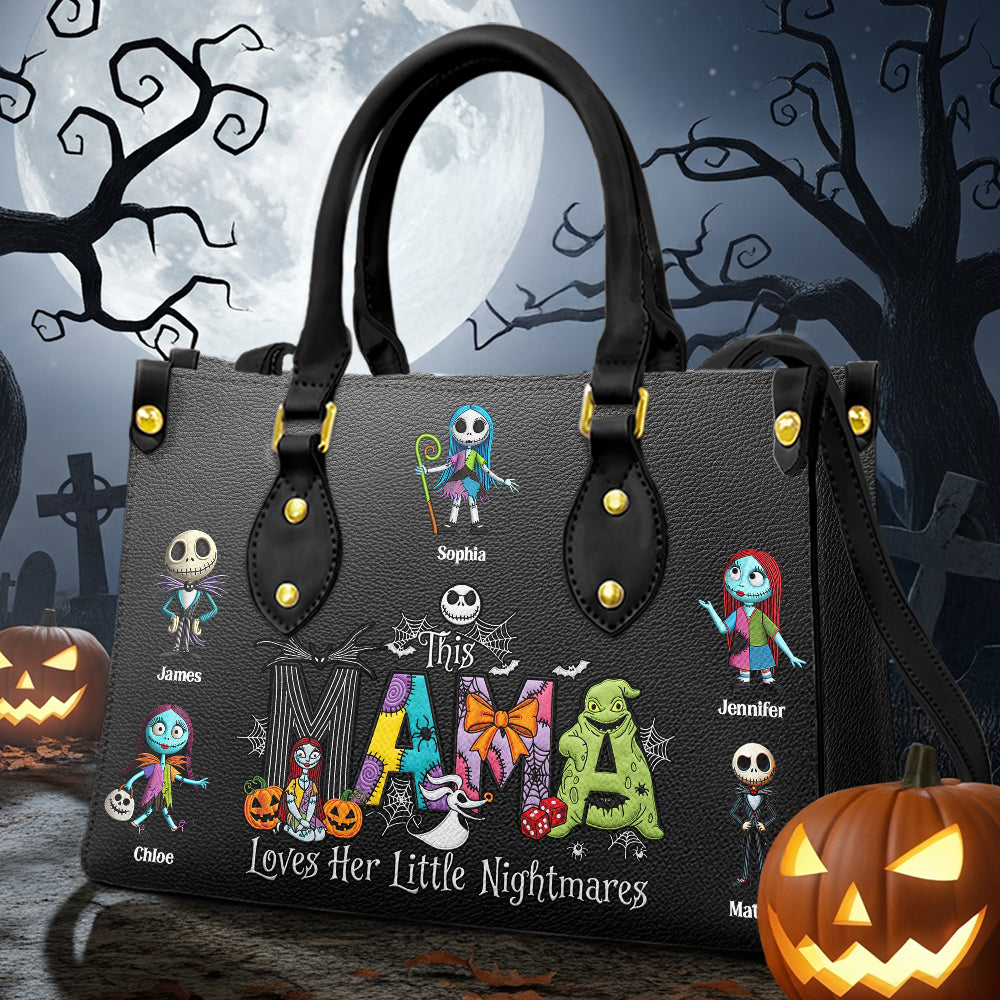 Spooky Mama - This Mama Loves Her Little Nightmares Personalized Leather Bag for Halloween Leather Bag PopCulturePrints