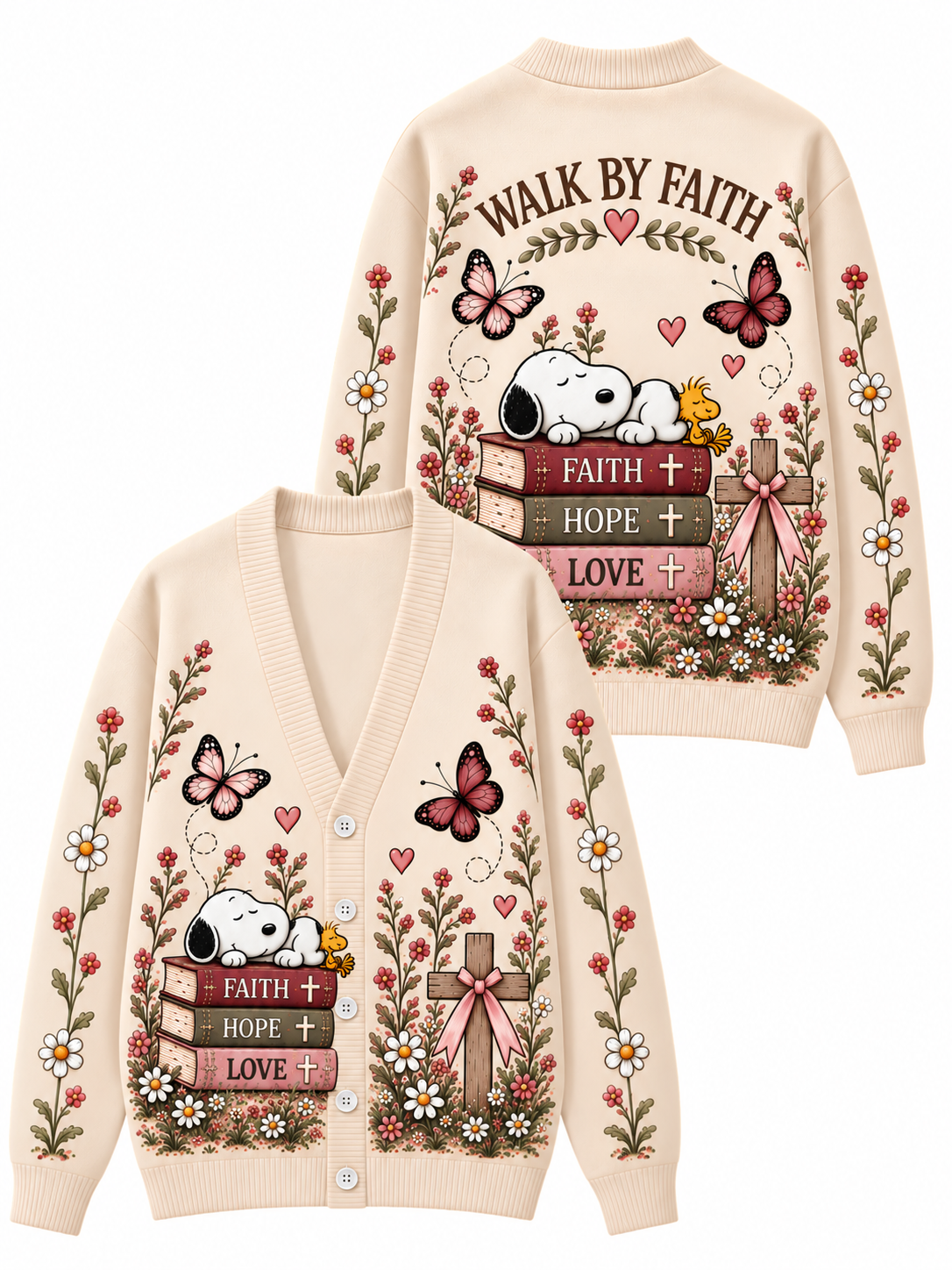 Walk By Faith Gift For Her - Personalized Knitted Cardigan