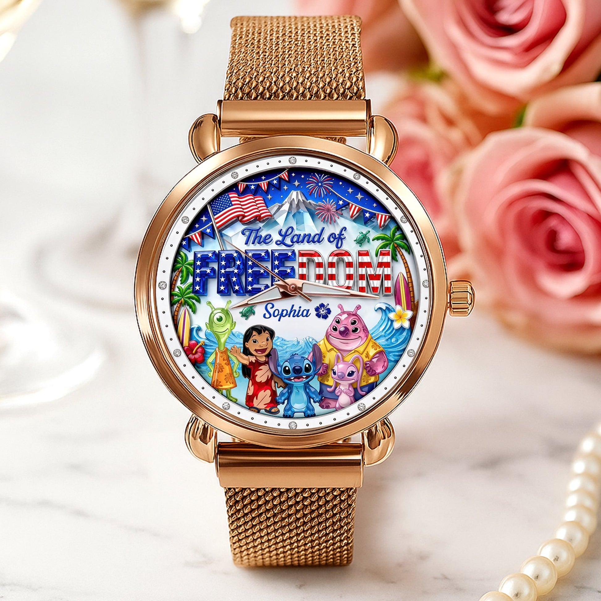 The Land Of Freedom Mesh Strap Quartz Watch - Personalized Anniversary Gift 01PAQN060626 - image 2