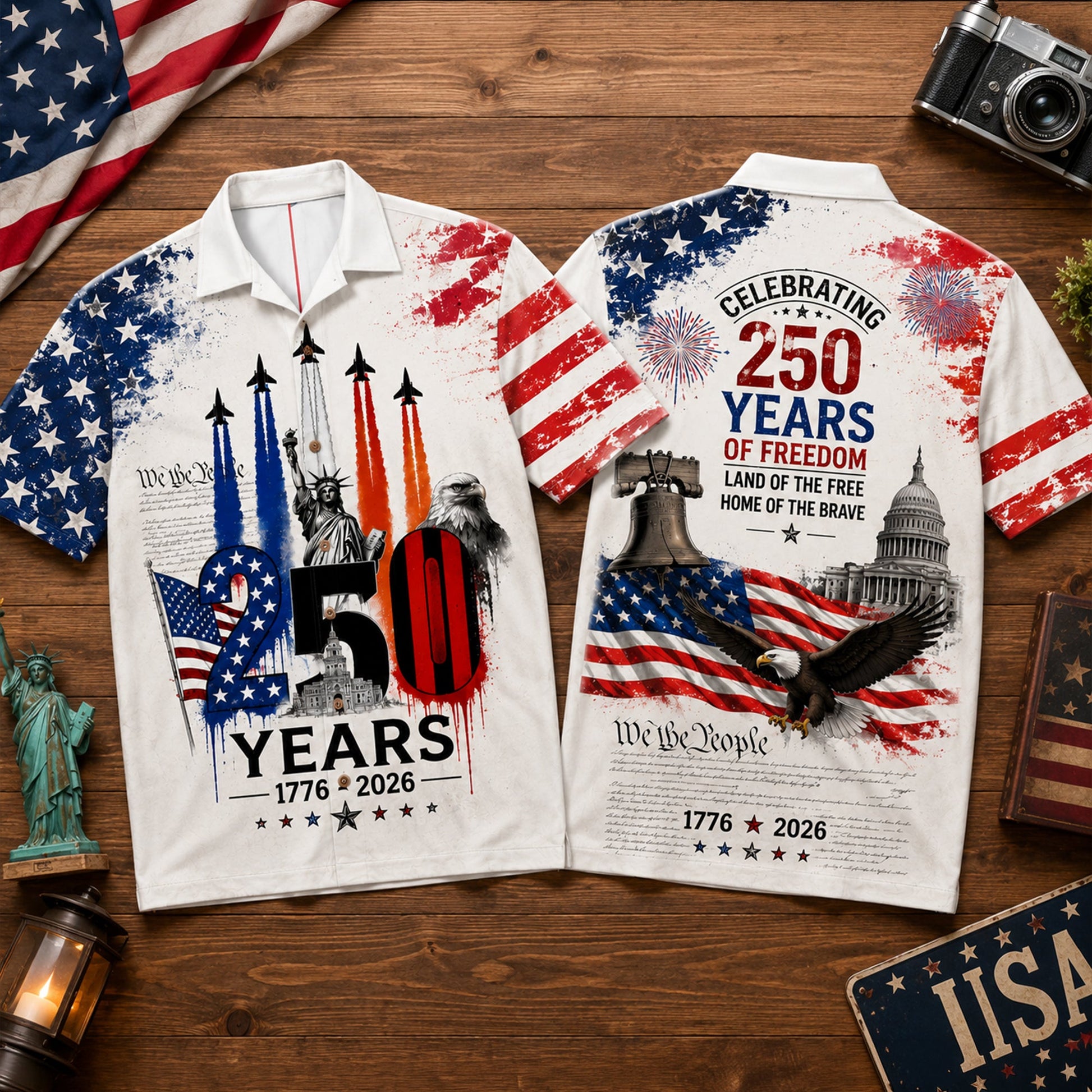 Proud American - Celebrated America 250th Anniversary Hawaiian Shirt - Gifts For Patriots 03nalu280526-Homacus