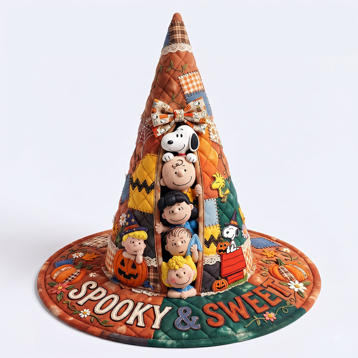 PeNu Spooky And Sweet Custom Name Halloween Gift For Her - Personalized Quilted Witch Hat NL122
