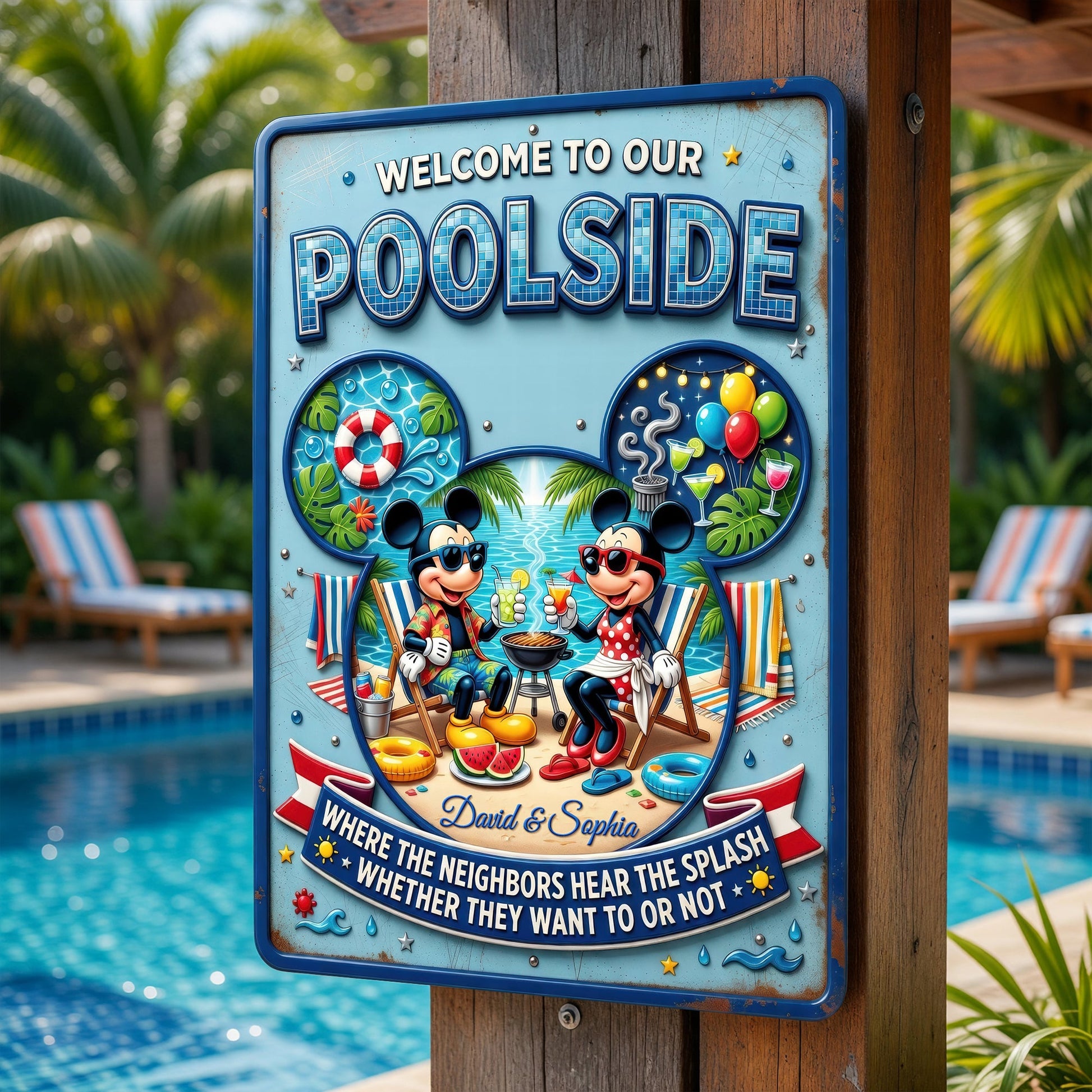 Welcome To Our Poolside Metal Sign - Personalized Gifts For Couples 05toqn180626-Homacus
