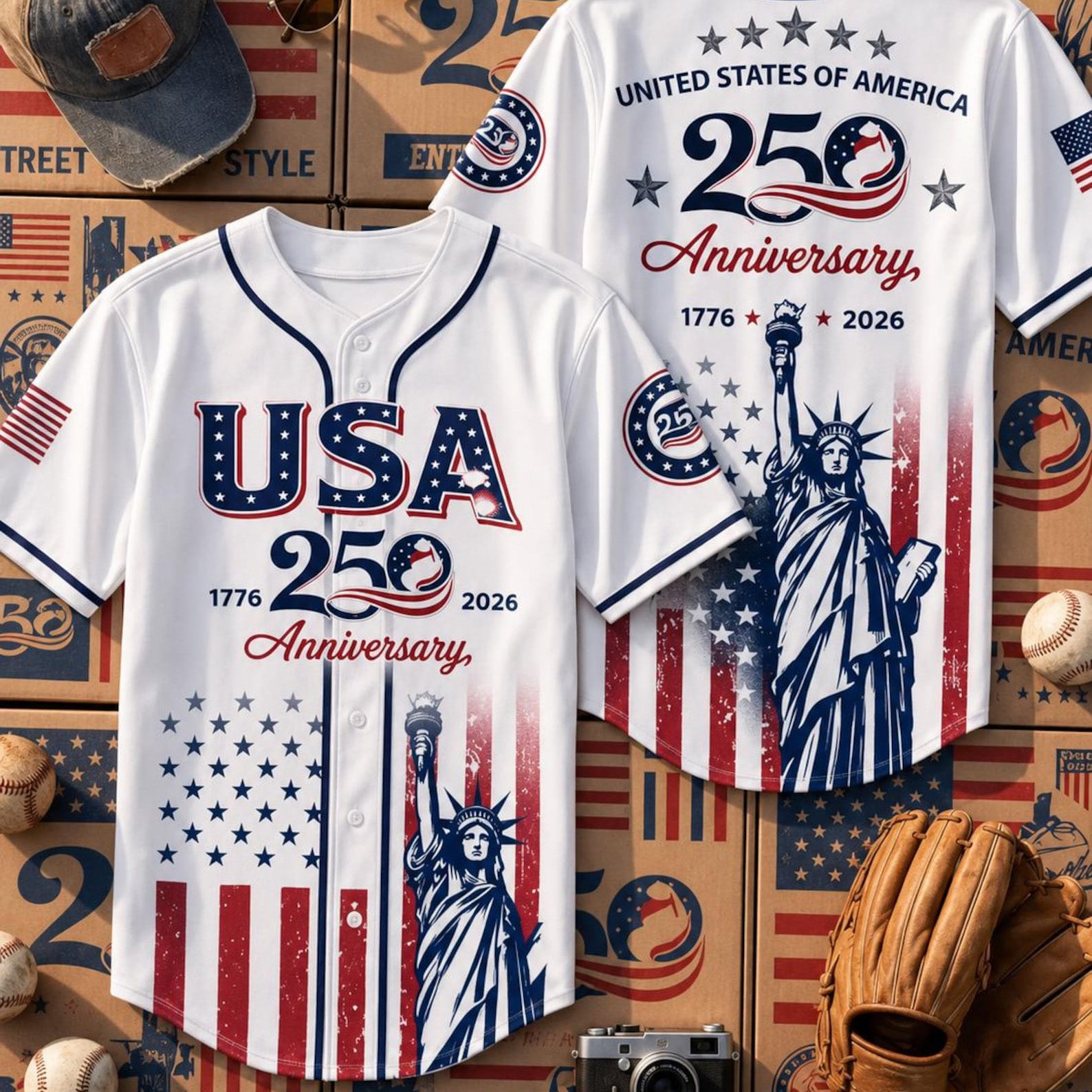 USA 250th Anniversary Baseball Jersey, America 1776-2026 Patriotic 4th Of July Shirt 685204 - image 4