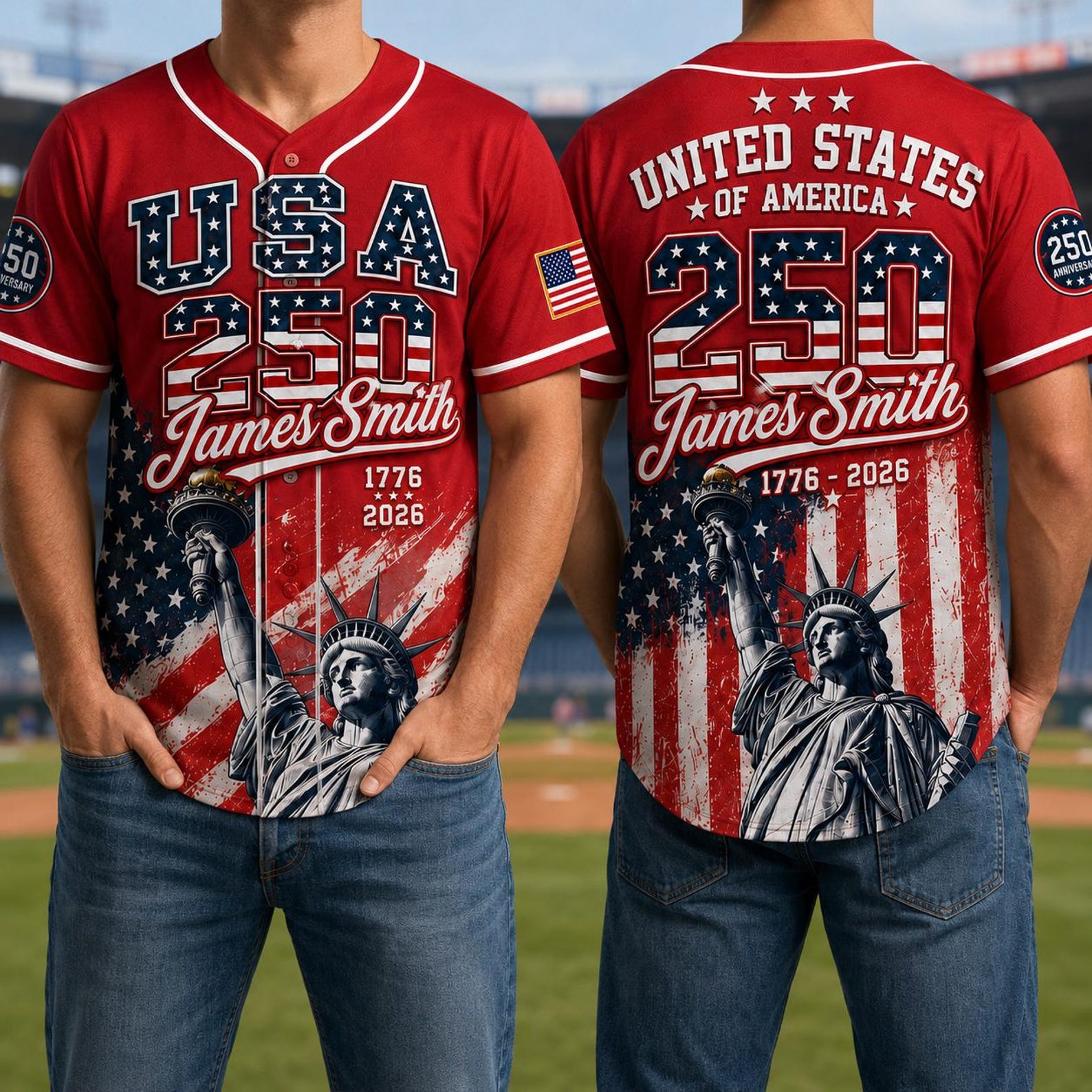 United States Of America 250 Years Liberty - Personalized Baseball Jersey - Gift For Him HN02
