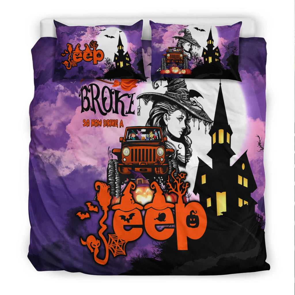 My Broom Broke So Now Drive A Jeep Halloween Bedding Set - LT2 - image 4