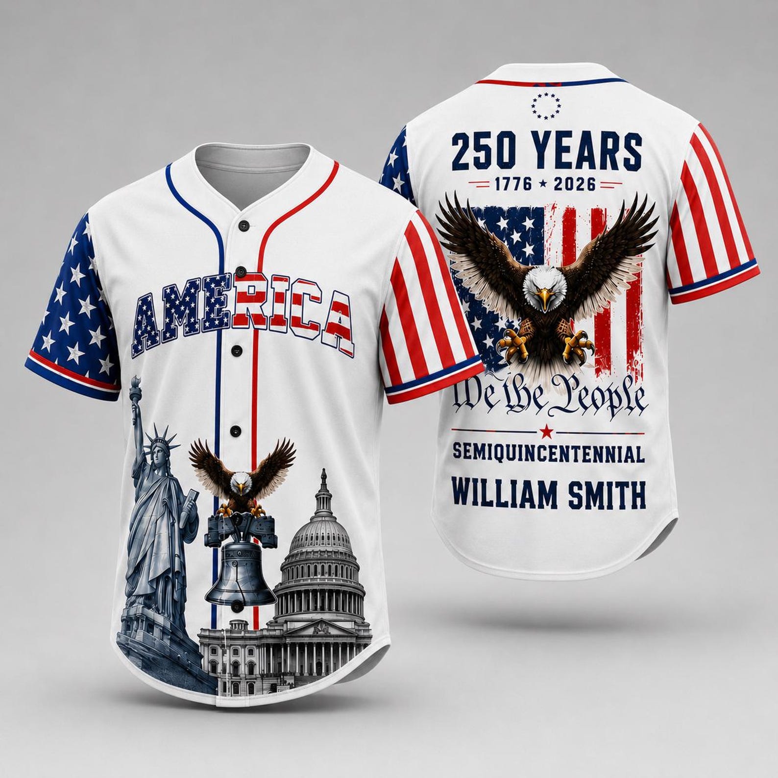 We The People Semiquincentennial America 250 Years - Personalized Baseball Jersey - Gift For Family HN02