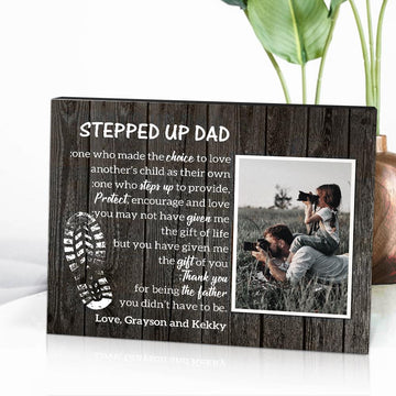 litzzy Custom Desktop Picture Frame Personalized Stepped Up Dad for Father's Day Gift Picture Frame 7"×5"=18cm×13cm  