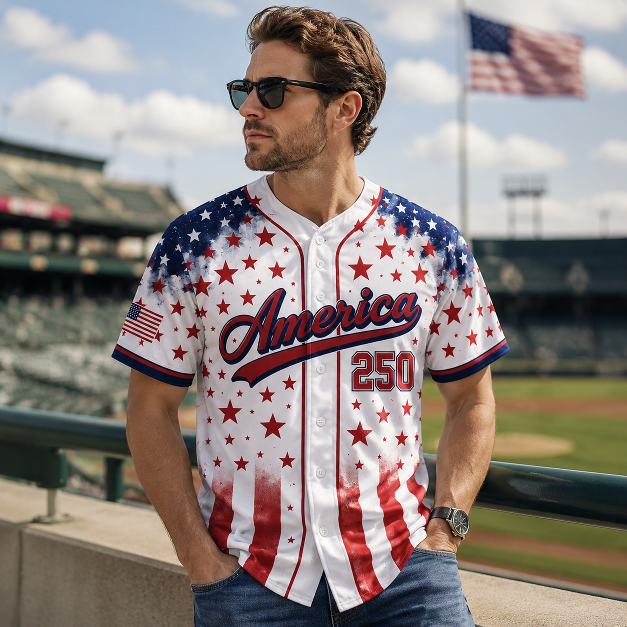 American Flag 250th Anniversary  - Personalized Baseball Jersey - Gift For Patriots - image 2