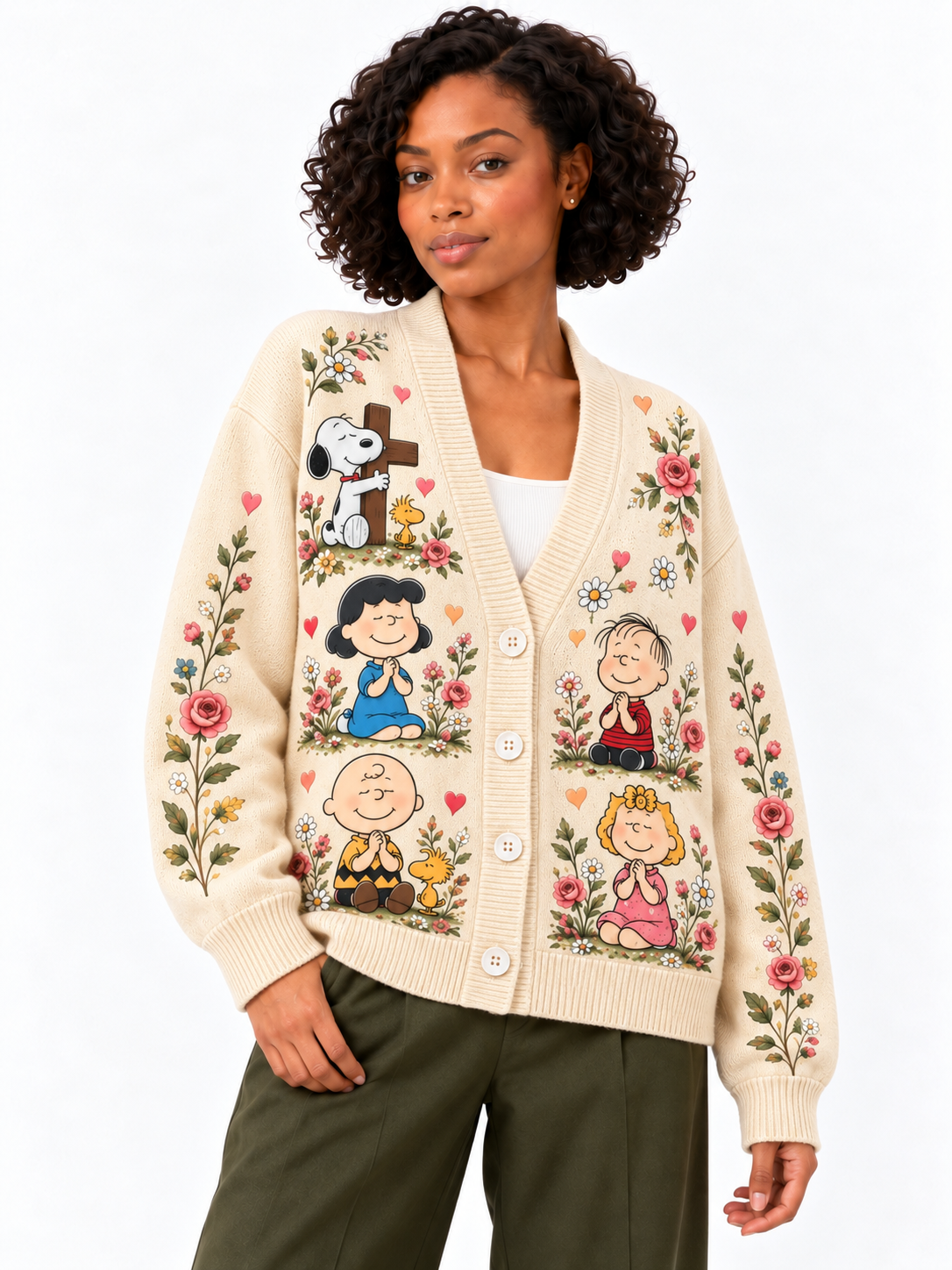 He First Loved Us 1 John 4:19 Christian Gift For Her - Personalized Knitted Cardigan