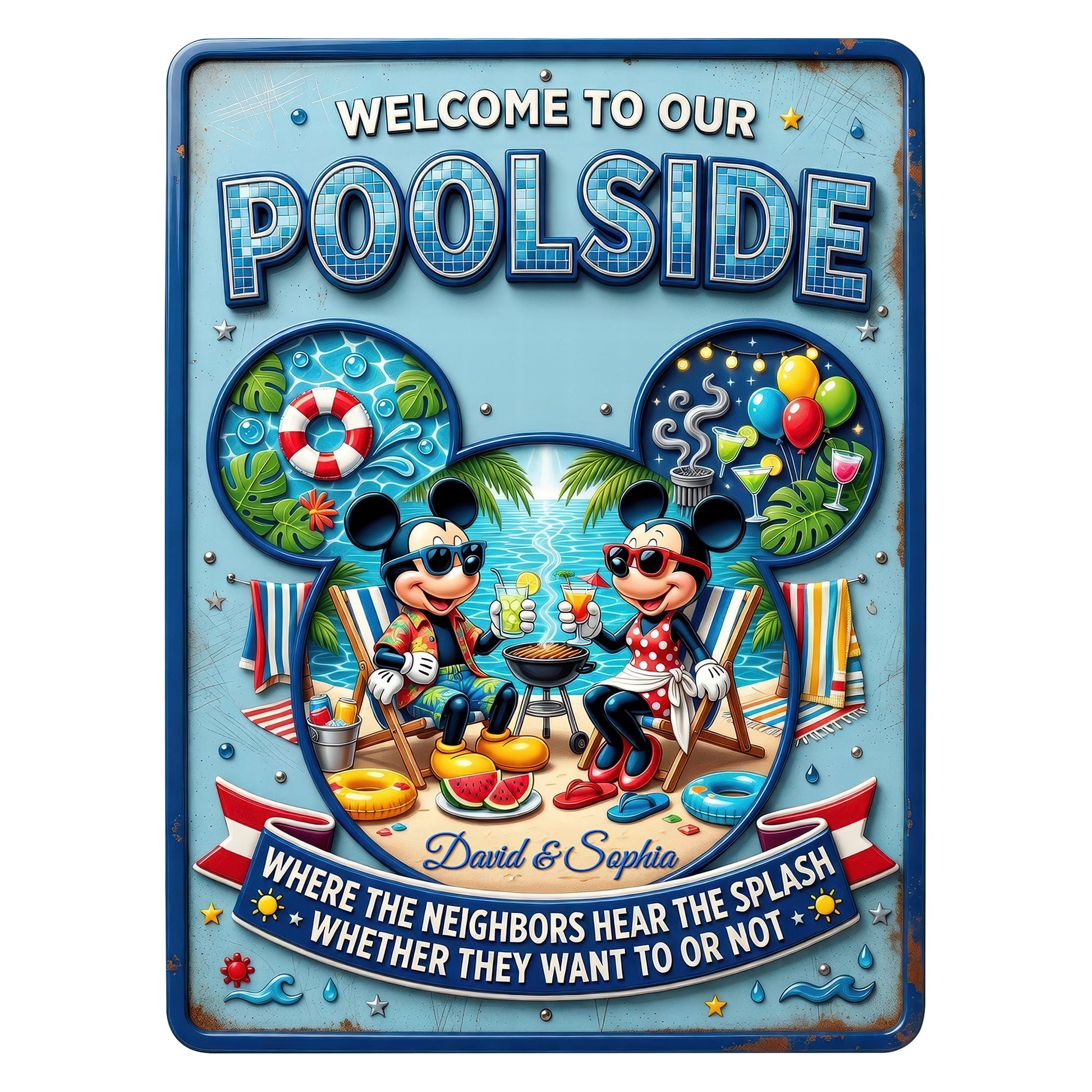 Welcome To Our Poolside Metal Sign - Personalized Gifts For Couples 05toqn180626-Homacus