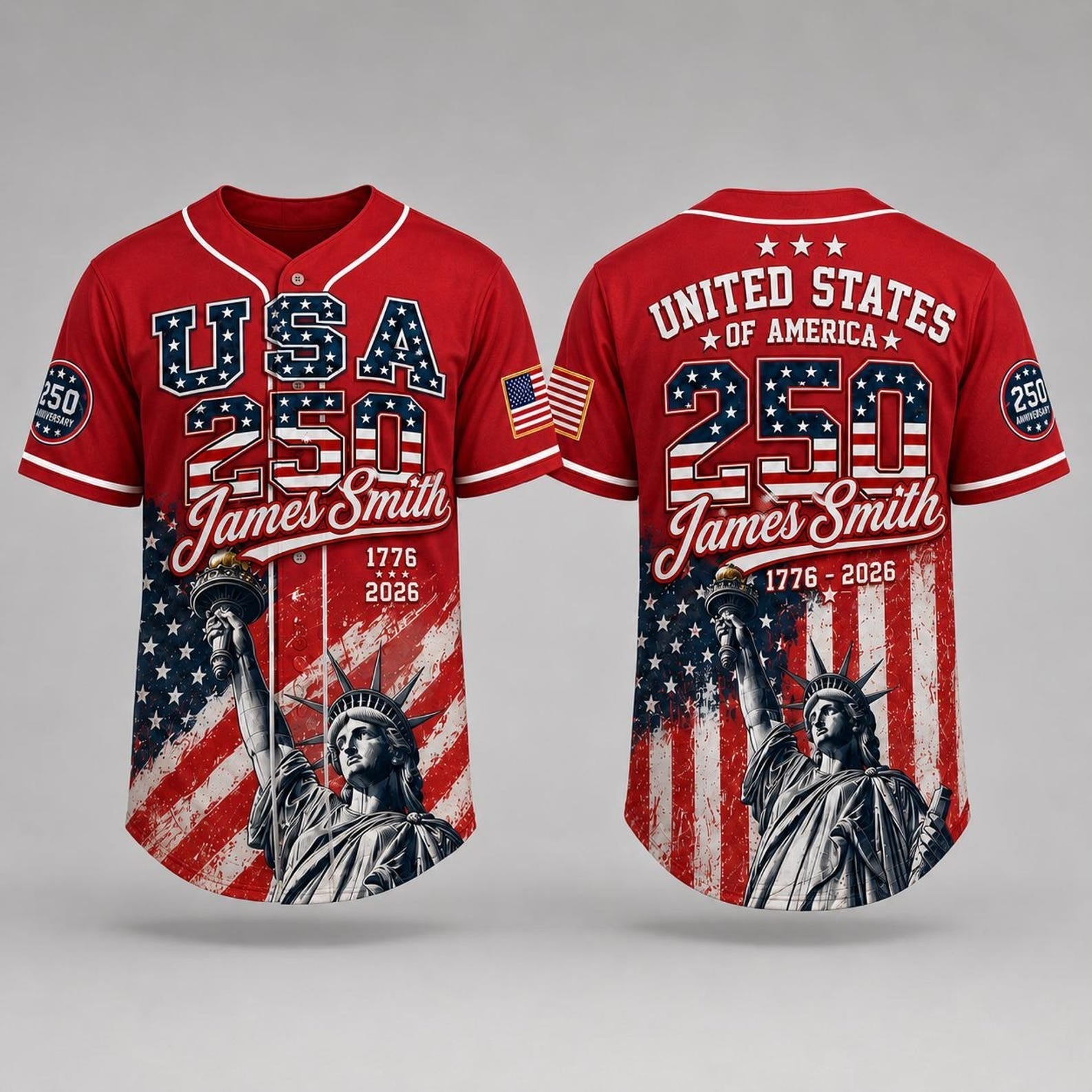 United States Of America 250 Years Liberty - Personalized Baseball Jersey - Gift For Him HN02