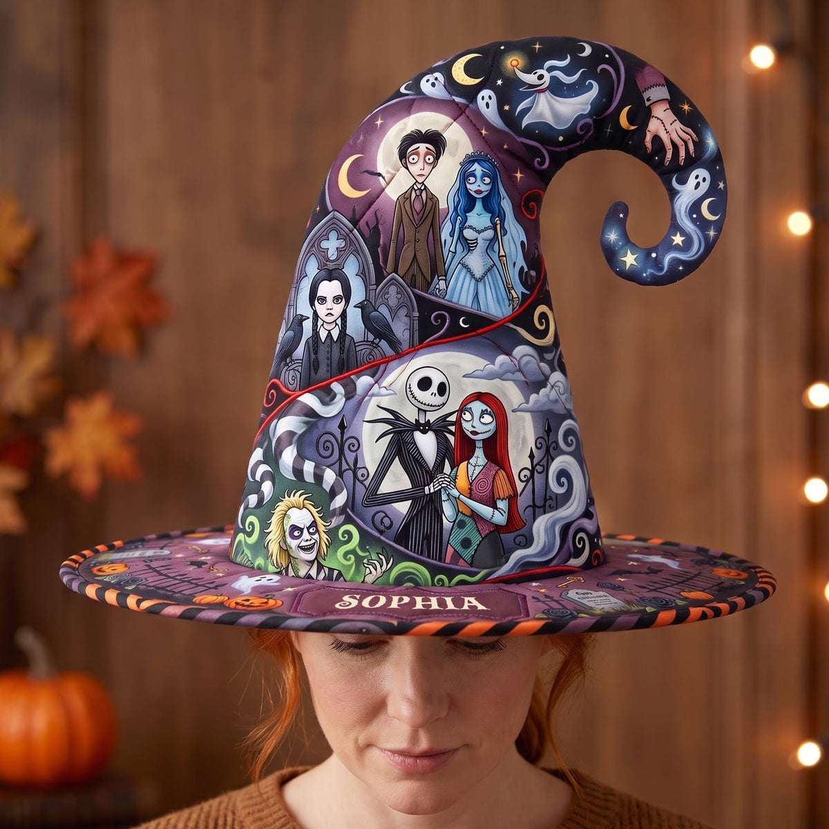 Spooky Haunted Village - Personalized Quilted Witch Hat - Halloween Gifts