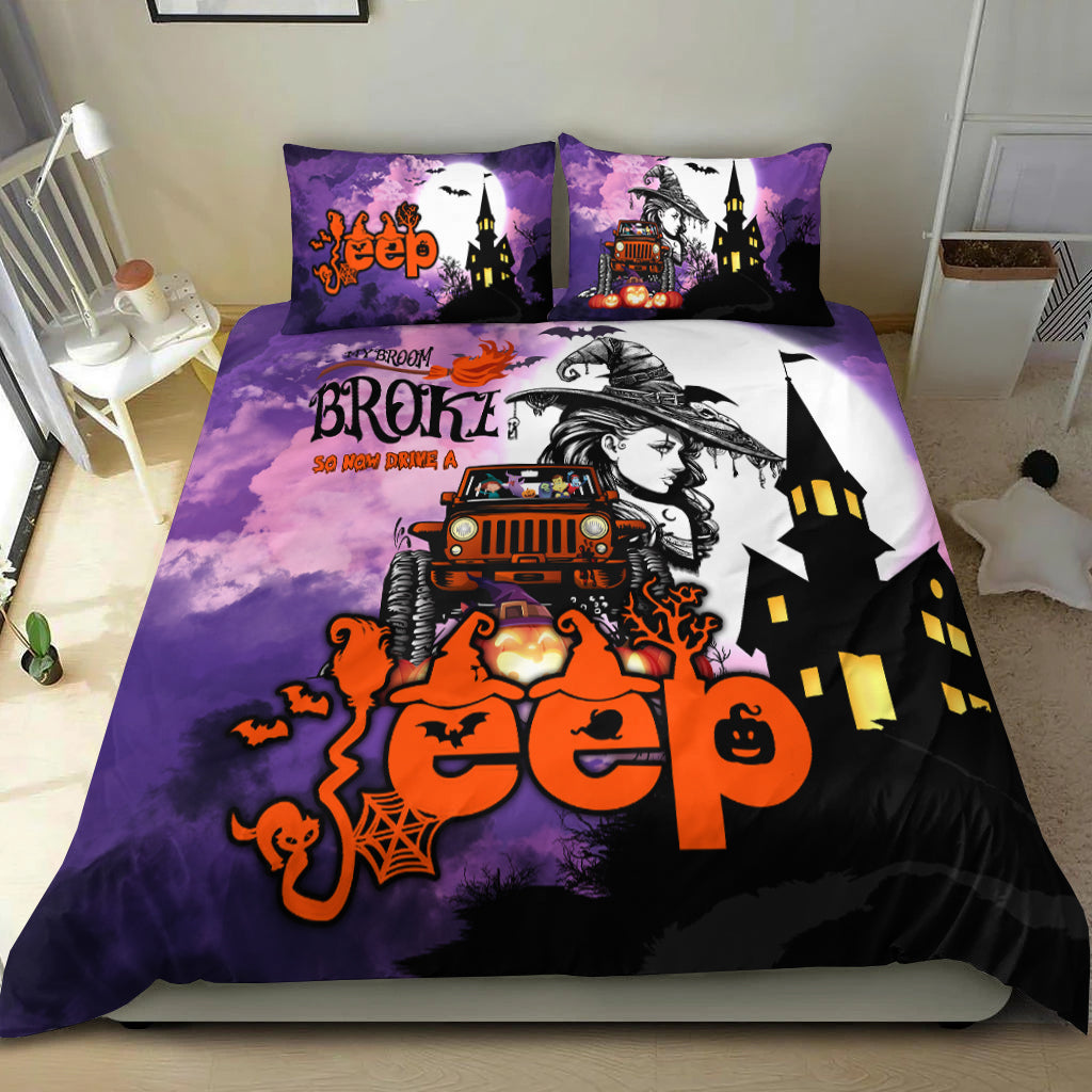 My Broom Broke So Now Drive A Jeep Halloween Bedding Set - LT2 - image 5