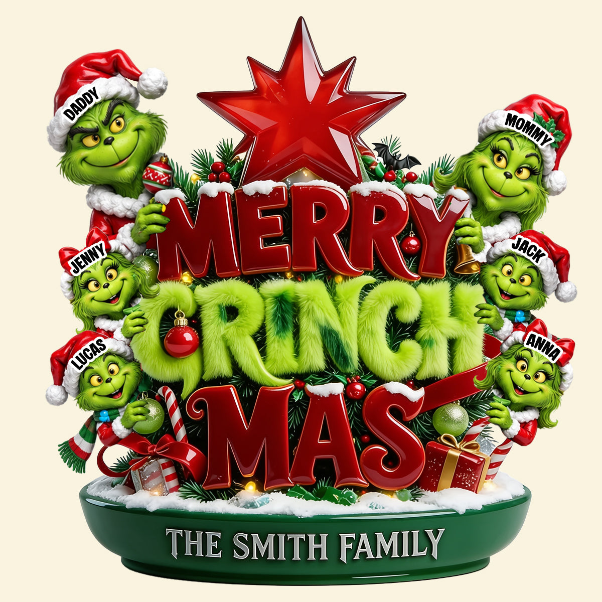 Grouchy Mischief Family Tree Topper - Personalized Christmas Gifts For Family 02totn120926-Homacus
