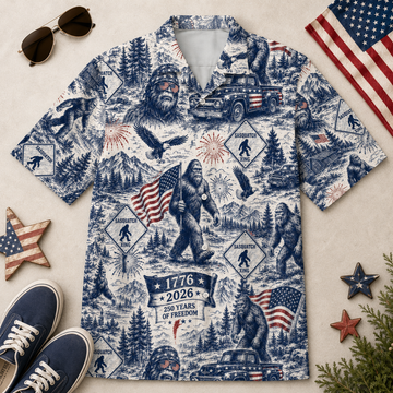 Sasquatch 250 Years Of Freedom American Flag - Hawaiian Shirt - Gift for Patriots - image 2
