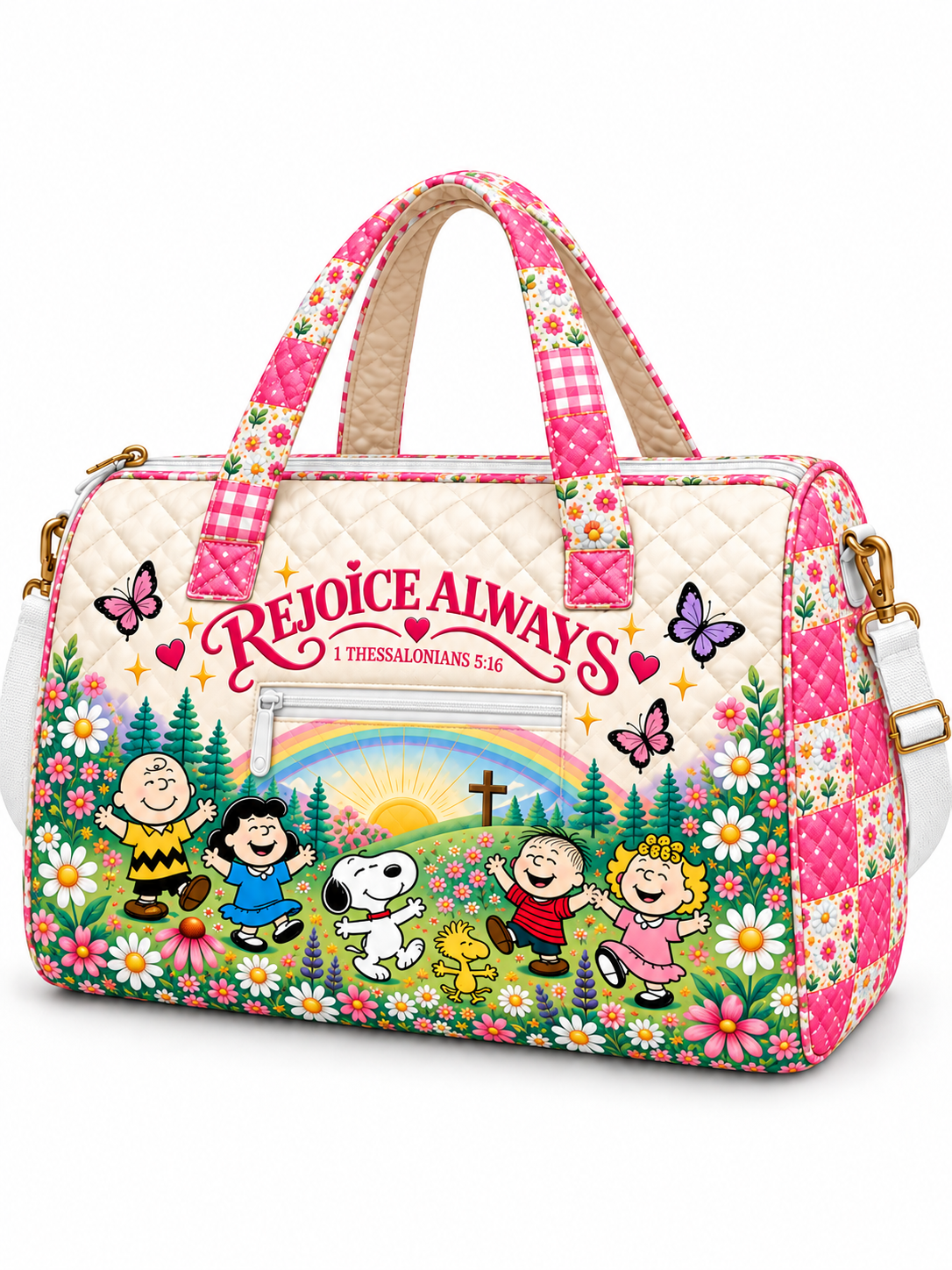 Rejoice Always Gift For Her - Personalized Christian Quilted Duffle Bag