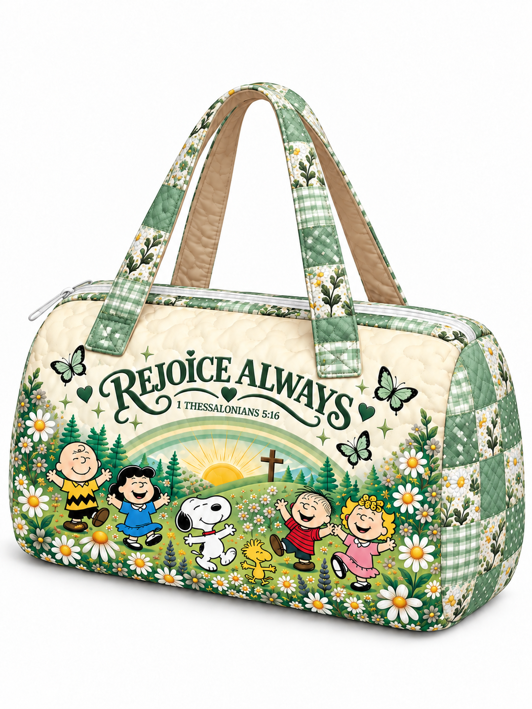 Rejoice Always Gift For Her - Personalized Christian Quilted Duffle Bag