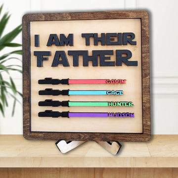 litzzy Personalized Lightsaber Gift I Am Their Father Sign, Fathers Day Gift, Dad Gift, Gift For father's day Custom Wooden Sign   