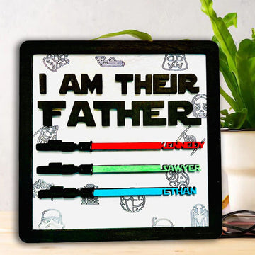 litzzy Personalized Lightsaber Name Puzzle Frame with Star Wars Pattern for Father's Day - Litzzy Custom Wooden Frame Custom Wooden Sign   