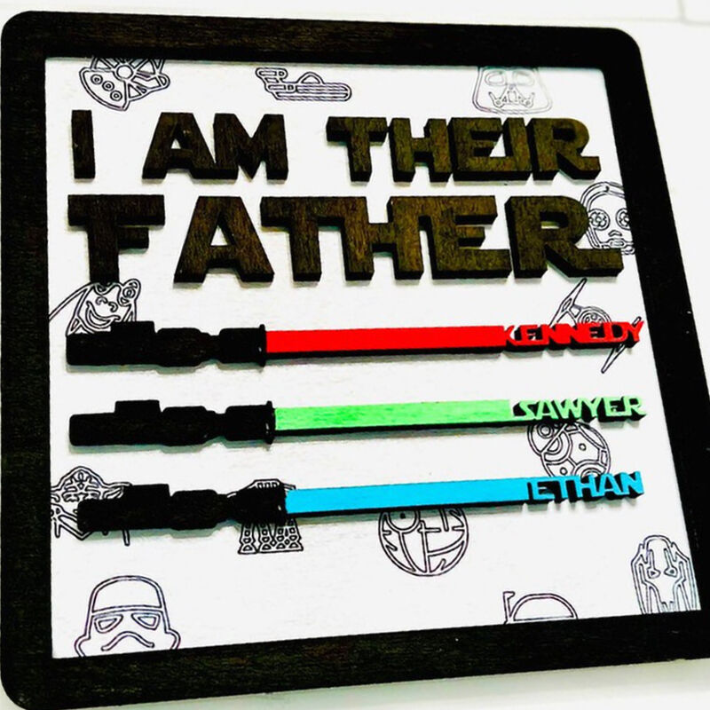 litzzy Personalized Lightsaber Name Puzzle Frame with Star Wars Pattern for Father's Day - Litzzy Custom Wooden Frame Custom Wooden Sign   