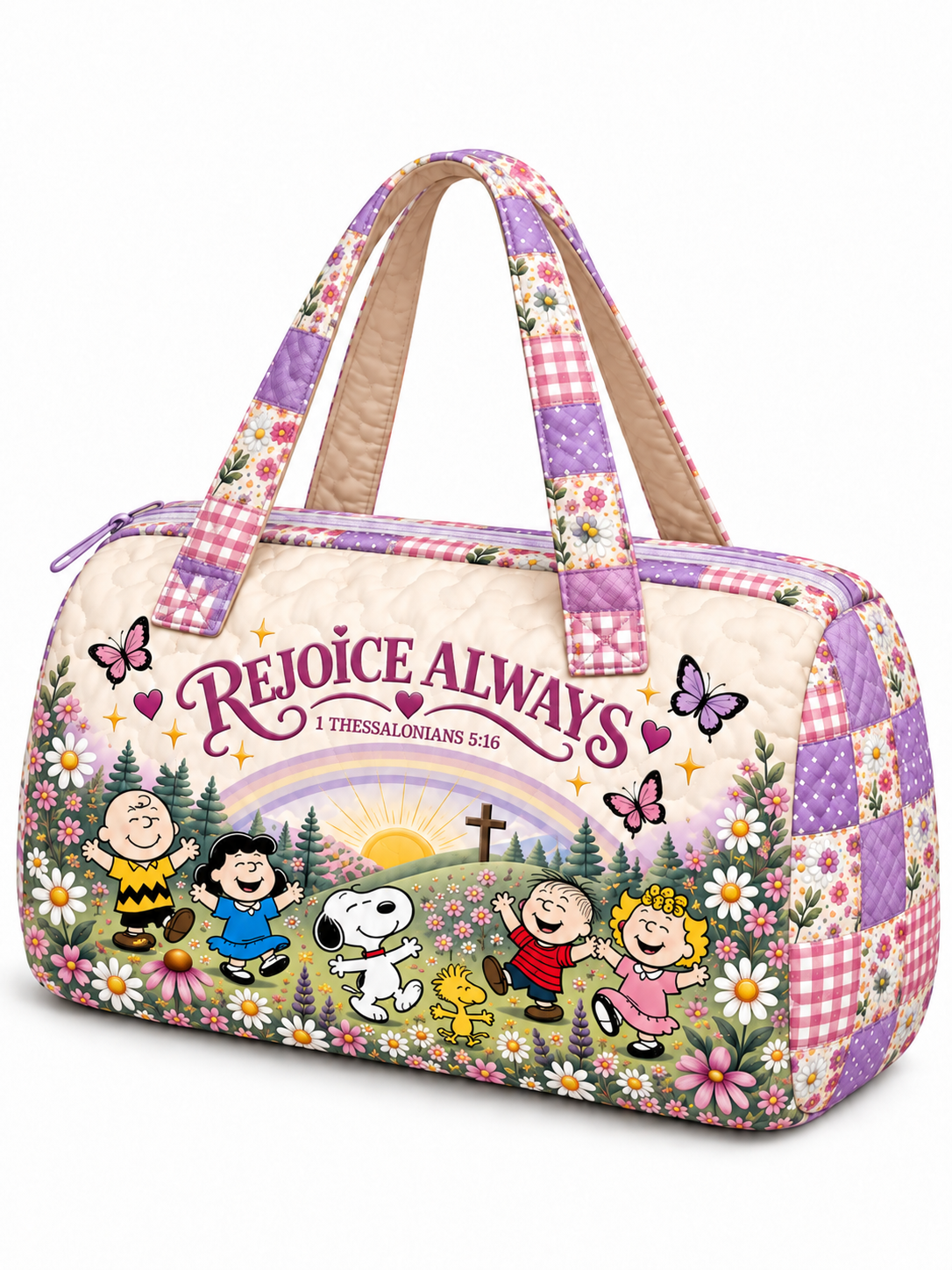 Rejoice Always Gift For Her - Personalized Christian Quilted Duffle Bag