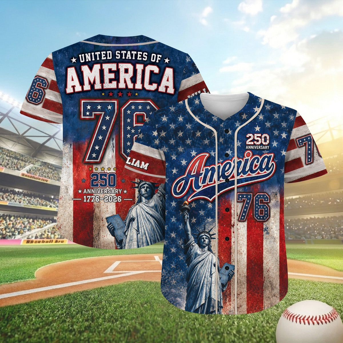 United States Of America 250 Anniversary - Personalized Baseball Jersey - Gift For Patriots HN02