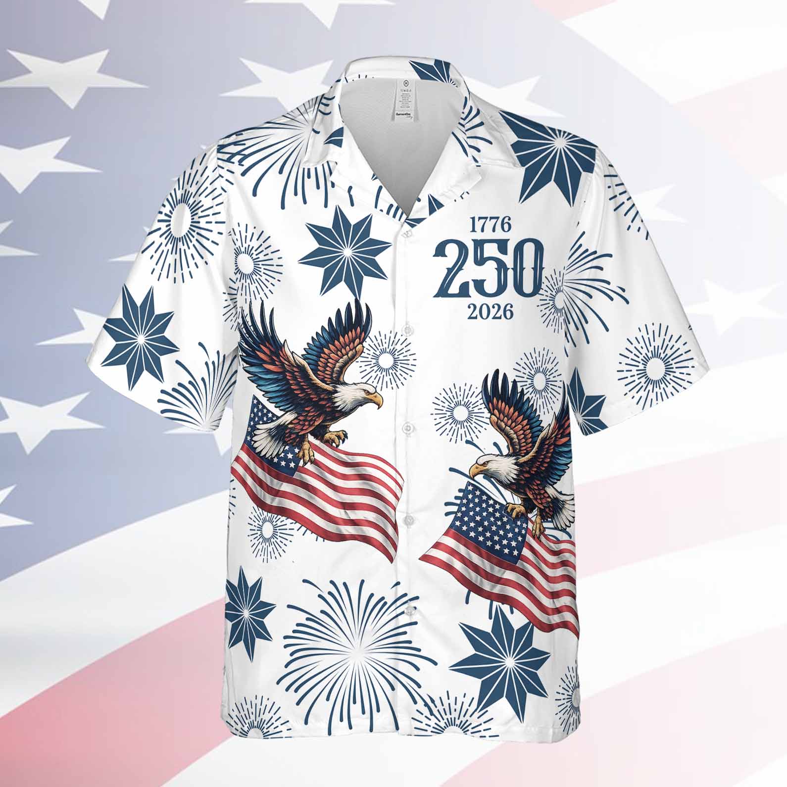 USA 250th Anniversary Hawaiian Shirt, Eagle US Flag AOP Hawaii Shirt, Patriotic 4th Of July Gift 685224 - image 2