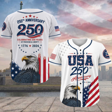 USA 250 Years Anniversary Baseball Jersey, Patriotic Eagle 1776–2026 Shirt, 4th of July America Jersey 685257 - image 2